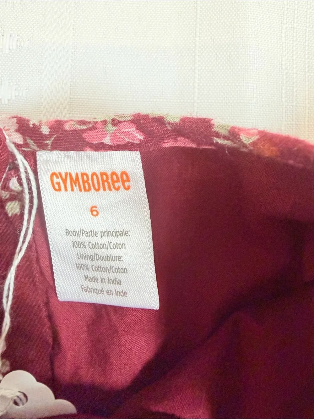 Gymboree Burgundy Floral Tiered Long-Sleeve Dress 100% COTTON